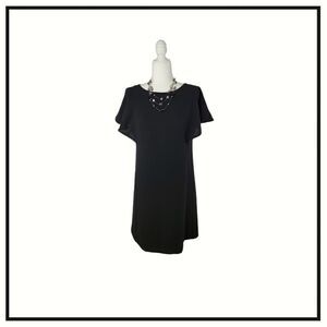 LOFT black pom poms shift dress size 4